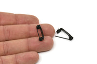 Siyah Broş İğnesi, 12 Oksitlenmiş Siyah Pirinç Broş İğnesi Arka Taban Güvenlik İğnesi, 2 Delikli (21 mm) A0421 Q0480