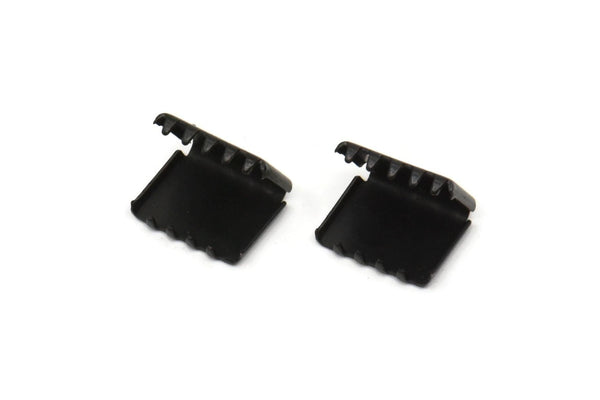 Black Ribbon Crimp, 12 Oxidized Black Brass Ribbon Crimp Ends (11mm) D0380