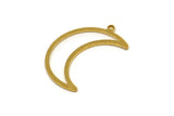Crescent Moon Charm, 12 Raw Brass Crescent Moon Charms With 1 Loop (25x8.5x1mm) E101