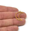 Crescent Moon Charm, 12 Raw Brass Crescent Moon Charms With 1 Loop (25x8.5x1mm) E101