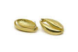 Brass Shell Earring, 2 Raw Brass Sea Shell Stud Earrings (45x27mm) BS 1853 A5795