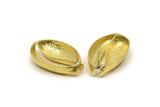 Brass Shell Earring, 2 Raw Brass Sea Shell Stud Earrings (45x27mm) BS 1853 A5795