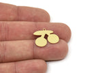 Brass Cherry Charm, Raw Brass Cherry Charms With 1 Loop, Blanks, Findings (13/17/24x0.60mm) SMP2413
