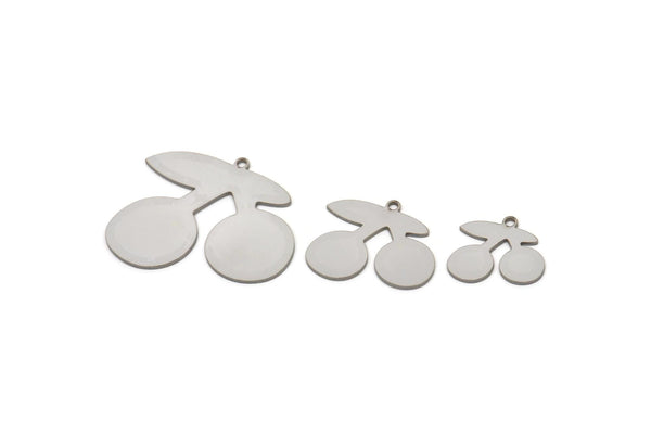Steel Cherry Charm, Stainless Steel Cherry Charms With 1 Loop, Blanks, Findings (13/17/24x0.80mm) SMP2413