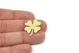 Brass Clover Charm, Raw Brass Clover Charms With 1 Loop, Blanks, Findings (25/30x0.60mm) SMP2418
