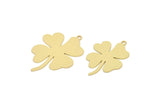 Brass Clover Charm, Raw Brass Clover Charms With 1 Loop, Blanks, Findings (25/30x0.60mm) SMP2418