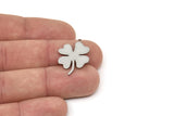 Steel Clover Charm, Stainless Steel Clover Charms With 1 Loop, Blanks, Findings (25/30x0.80mm) SMP2418