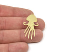 Brass Jellyfish Charm, Raw Brass Jellyfish Charms With 1 Loop, Blanks, Findings (30/40x0.60mm) SMP2419