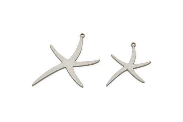 Steel Sea Star Charm, Stainless Steel Sea Star Charms With 1 Loop, Blanks, Findings (25/34x0.80mm) SMP2421