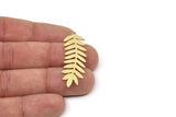 Brass Leaf Charm, Raw Brass Branch Charms With 1 Loop, Blanks, Findings (30/40x0.60mm) SMP2423