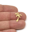 Brass Palm Charm, Raw Brass Palm Tree Charms With 1 Loop, Blanks, Findings (20/30x0.60mm) SMP2424