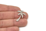 Steel Palm Charm, Stainless Steel Palm Tree Charms With 1 Loop, Blanks, Findings (20/30x0.80mm) SMP2424