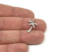 Steel Palm Charm, Stainless Steel Palm Tree Charms With 1 Loop, Blanks, Findings (20/30x0.80mm) SMP2424