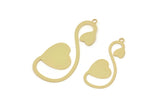 Brass Heart Charm, Raw Brass Heart Charms With 1 Loop, Blanks, Findings (30/40x0.60mm) SMP2425