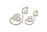 Steel Heart Charm, Stainless Steel Heart Charms With 1 Loop, Blanks, Findings (30/40x0.80mm) SMP2425