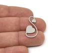 Steel Heart Charm, Stainless Steel Heart Charms With 1 Loop, Blanks, Findings (30/40x0.80mm) SMP2425