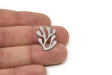 Steel Reef Charm, Stainless Steel Coral Charms With 1 Loop, Blanks, Findings (25/35x0.80mm) SMP2426