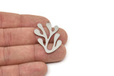 Steel Reef Charm, Stainless Steel Coral Charms With 1 Loop, Blanks, Findings (25/35x0.80mm) SMP2426