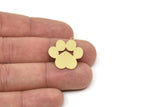 Brass Paw Charm, Raw Brass Paw Shaped Charms With 1 Loop, Findings (24x22x0.60mm) SMP2429