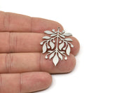 Steel Leaf Charm, Stainless Steel Branch Charms With 1 Loop, Charm Pendants (40x28x0.80mm) SMP2431