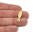 Brass Fish Charm, Raw Brass Fish Charms With 1 Hole, Findings (30x8x0.60mm) SMP2432