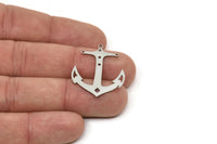 Steel Anchor Charm, Stainless Steel Anchor Shaped Charms With 1 Loop, Pendants, Earring Findings (30x26x0.80mm) SMP2434