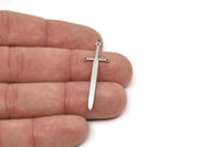 Steel Sword Charm, Stainless Steel Sword Charms With 1 Loop, Earrings, Charms Pendants, Findings (40x12x0.80mm) SMP2435