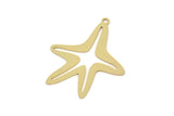 Brass Sea Star Charm, Raw Brass Sea Star Charms With 1 Loop, Blanks, Findings (30x15x0.60mm) SMP2437