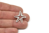 Steel Sea Star Charm, Stainless Steel Sea Star Charms With 1 Loop, Blanks, Findings (30x15x0.80mm) SMP2437