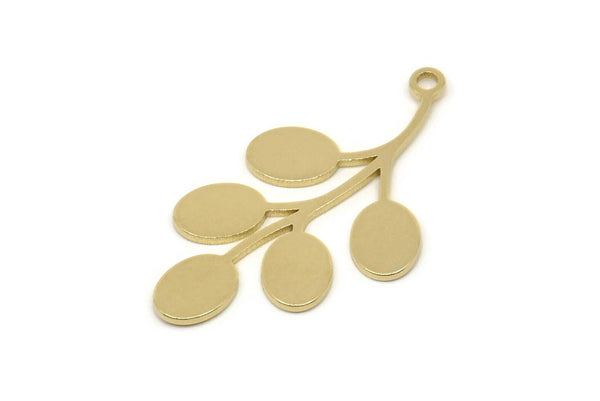 Brass Branch Charm, Raw Brass Branch Charms With 1 Loop, Charm Pendants (30x16.5x0.80mm) SMP2439