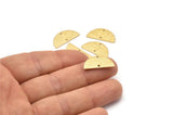 Brass Semi Circle, 24 Raw Brass Textured Half Moon Connector With 2 Holes, Charms, Pendants (21x10.5x0.80mm) D0615