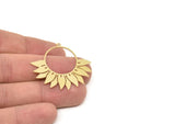 Brass Flower Charm, 4 Pieces Raw Brass Flower Shaped Charms With 1 Loop, Findings (35x40x0.60mm) SMP2014 A6345