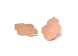 Copper Badge Earring, 2 Raw Copper Badge Stud Earrings (39x28x0.80mm) M03230 A5875