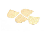 D Shaped Charm, 24 Raw Brass Textured D Shaped Connectors With 2 Holes, Earrings, Findings (20x20x0.50mm) D0809