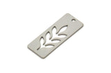 Steel Rectangle Charm, Stainless Steel Branch Patterned Rectangle Shaped Charms With 1 Hole, Findings (25x10x0.80mm) SMP2441