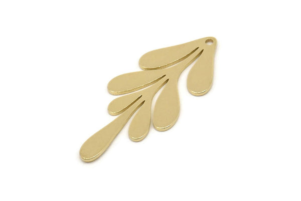 Brass Leaf Charm, Raw Brass Branch Charms With 1 Loop, Charm Pendants (30x13x0.80mm) SMP2443