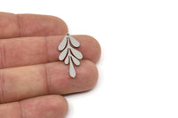 Steel Leaf Charm, Stainless Steel Branch Charms With 1 Loop, Charm Pendants (30x13x0.80mm) SMP2443 Y278