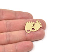 Brass Footprint Charm, Raw Brass Foot Shaped Charms With 1 Loop, Heart Findings, Charm Pendants (18/28x0.60mm) SMP2488