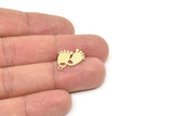 Brass Footprint Charm, Raw Brass Foot Shaped Charms With 2 Loops, Heart Findings, Charm Pendants (20/30x0.60mm) SMP2489