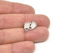 Steel Footprint Charm, Stainless Steel Foot Shaped Charms With 2 Loops, Heart Findings, Charm Pendants (20/30x0.80mm) SMP2490