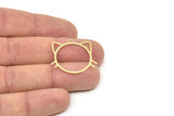 Brass Cat Charm, Raw Brass Cat Charms With 1 Loop, Cat Findings, Animal Jewelry (20/25/30x0.60mm) SMP2493