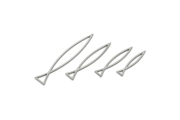Steel Fish Charm, Stainless Steel Fish Charms, Findings (20/25/30/40x0.80mm) SMP2494