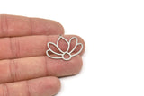 Steel Lotus Charm, Stainless Steel Lotus Flower Charms With 1 Loop, Findings (17/25x0.80mm) SMP2496