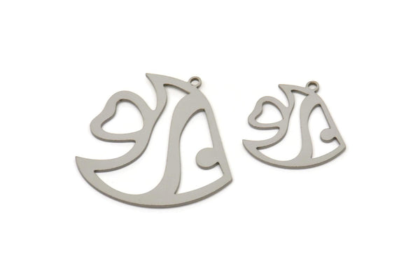 Steel Fish Charm, Stainless Steel Fish Charms With 1 Loop, Fish Findings, Tropical Fish Charm  (20/30x0.80mm) SMP2497