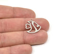 Steel Fish Charm, Stainless Steel Fish Charms With 1 Loop, Fish Findings, Tropical Fish Charm  (20/30x0.80mm) SMP2497
