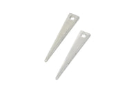 Silver Tiny Triangle, 12 Silver Tone Triangle Charms With 1 Hole (22x4x0.80mm) B0209