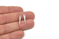 Silver Tiny Triangle, 12 Silver Tone Triangle Charms With 1 Hole (22x4x0.80mm) B0209