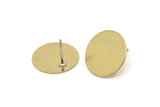 Brass Round Earring, 6 Raw Brass Round Stud Earrings (16x0.45mm) A6554