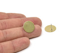 Brass Round Earring, 6 Raw Brass Round Stud Earrings (16x0.45mm) A6554