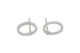 Silver Circle Earring, 4 Silver Tone Circle Stud Earrings (12mm) N0442 A1132 Q0219
